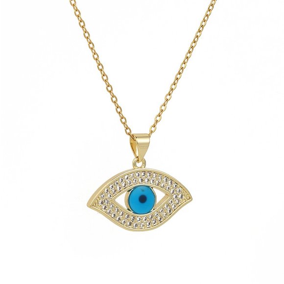 Brand NEW 18K Gold Filled BLUE Evil Eye Necklace - Picture 4 of 5